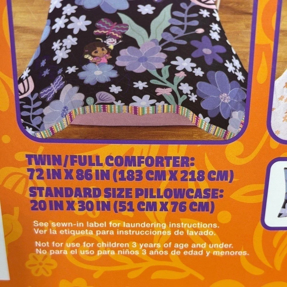 Dora the Explorer 2 Piece Comforter SZ Twin/Full Reversable Purple & Pink NEW